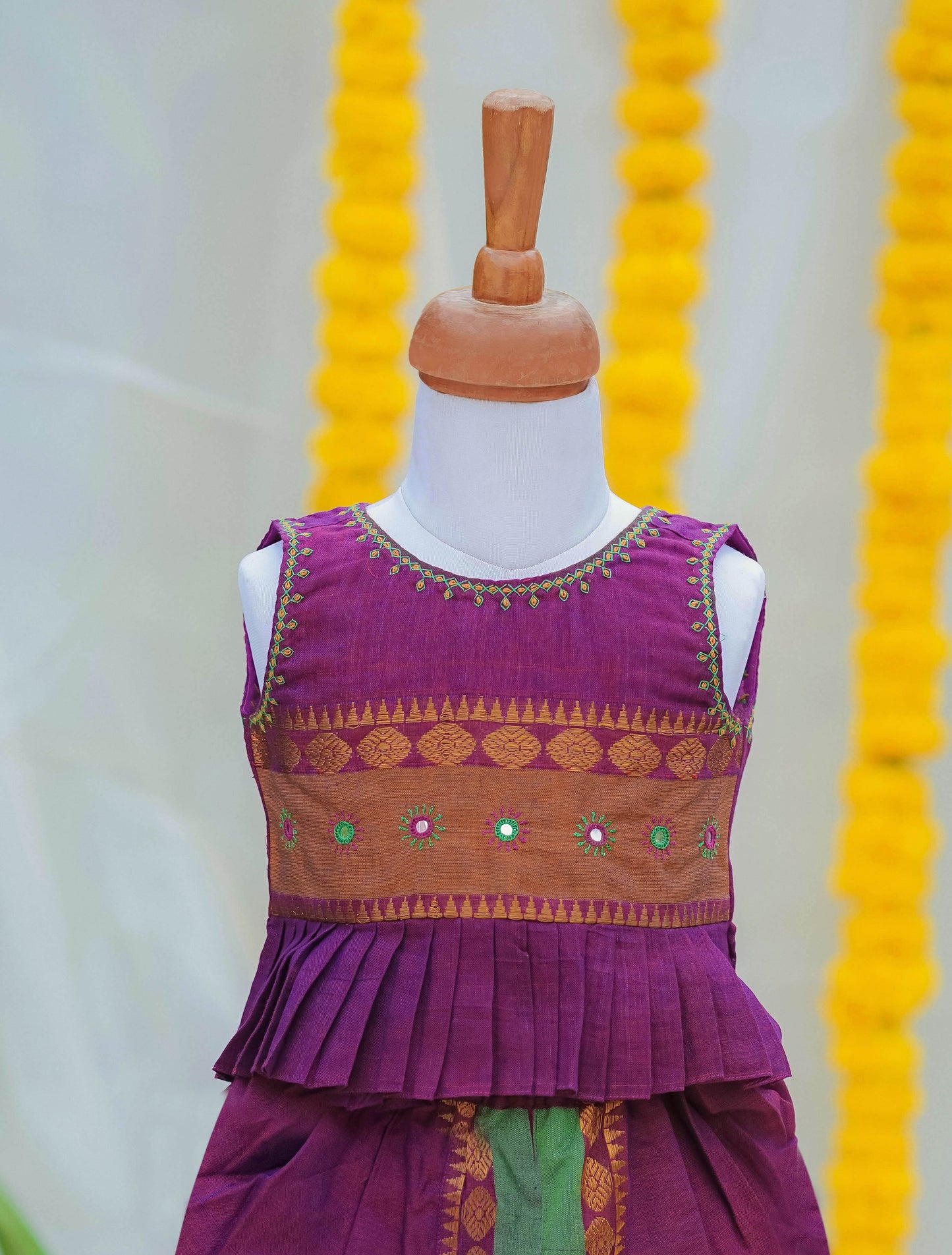 Kids girls sleeveless peplum top with dhoti pants in purple