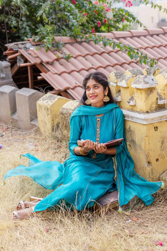 Handwoven Chanderi Kurta and Bottom with Dupatta