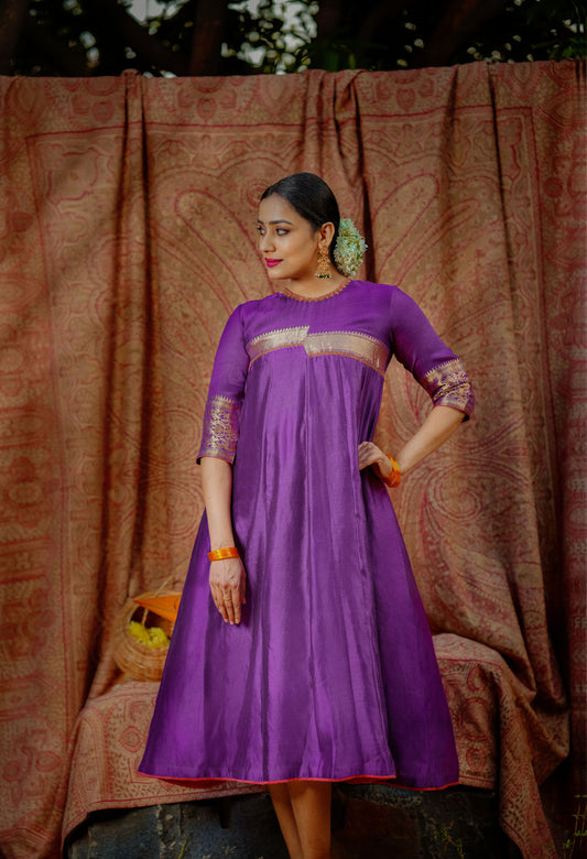 Women’s wear traditional chanderi maxi dress with hand embroidery