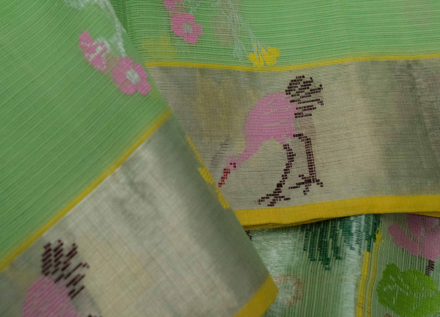 Parrot Green Pure Zari Tissue Kota Saree