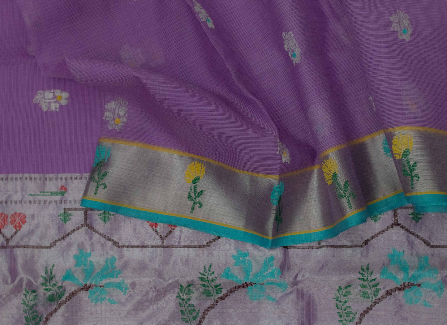 Lavender Pure Zari Tissue Kota Saree