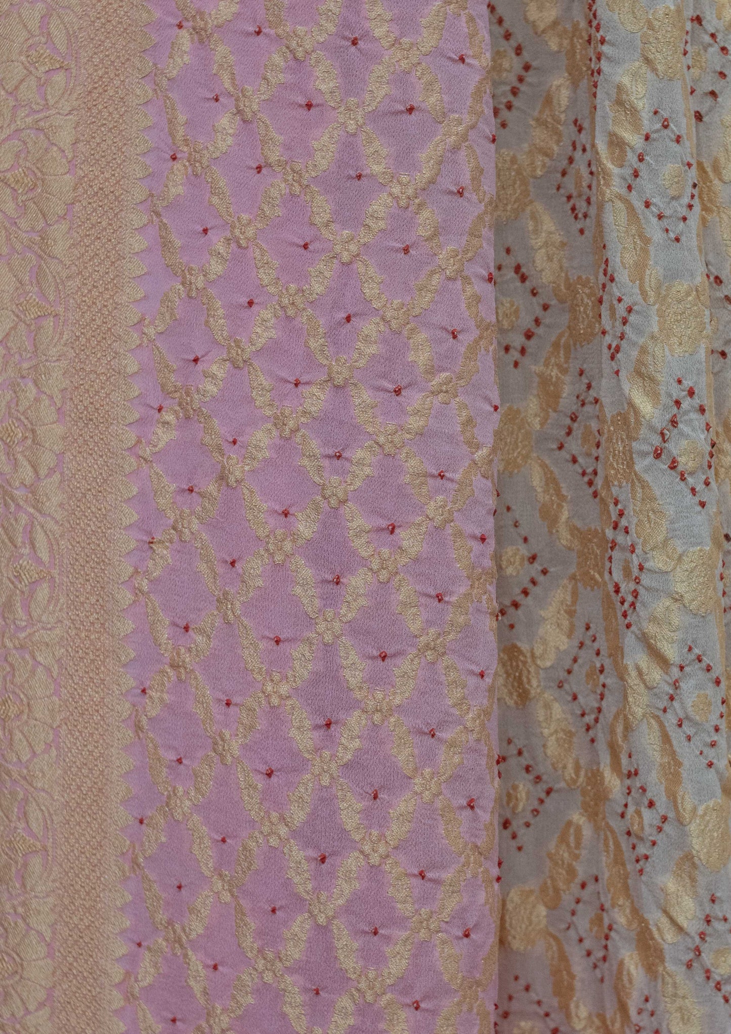 Light Pink Pure Georgette Banarasi Zari Woven Bandhani Saree