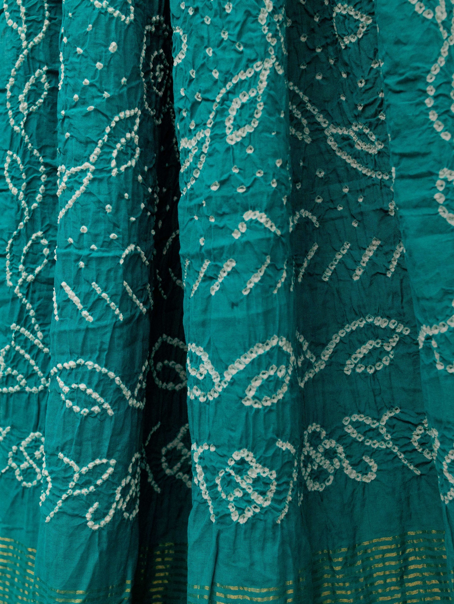 Pure Cotton Aqua Green Bandhani Saree