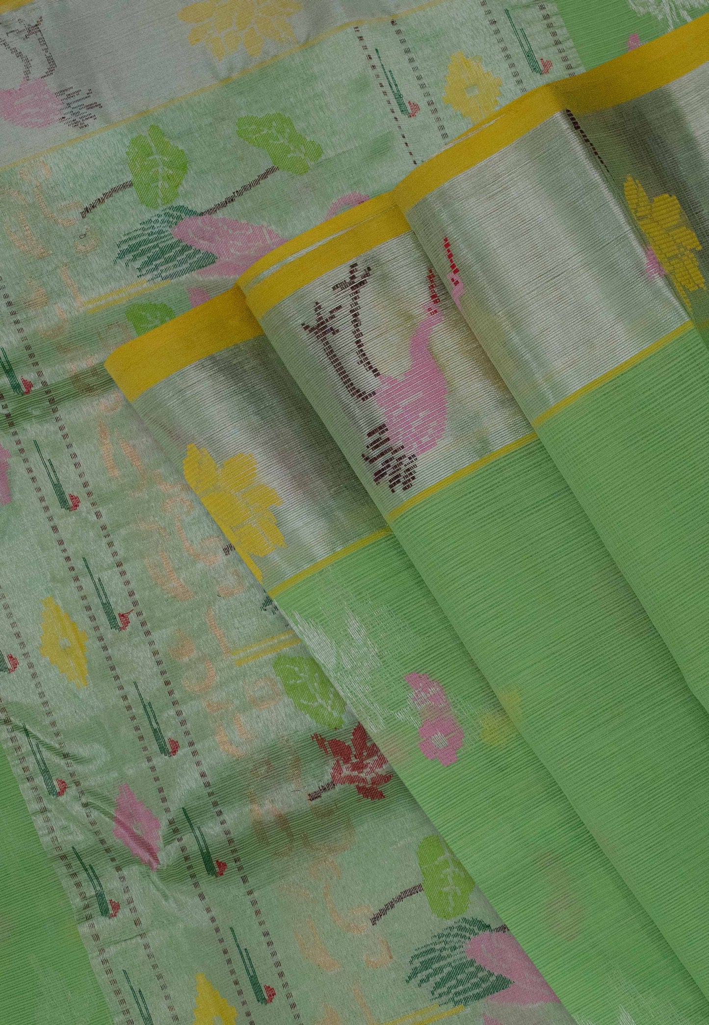 Parrot Green Pure Zari Tissue Kota Saree