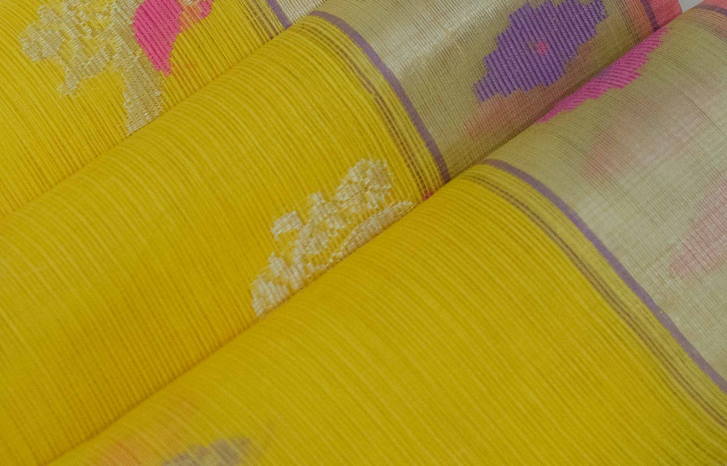 Yellow Handloom Pure Zari Tissue Kota Saree
