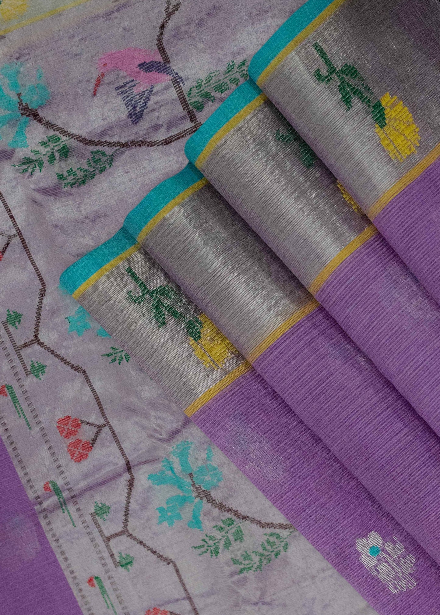 Lavender Pure Zari Tissue Kota Saree