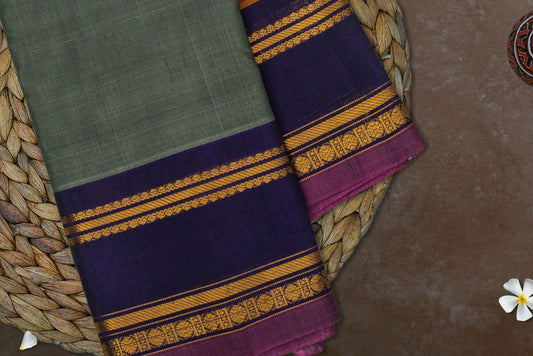 Grey Handwoven Sico Gadwal saree