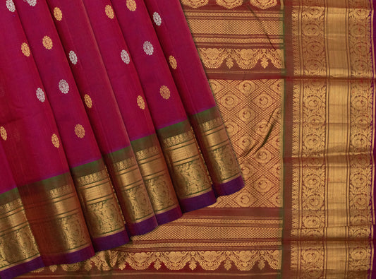 Handloom Sico Pink Gadwal Saree with Butti
