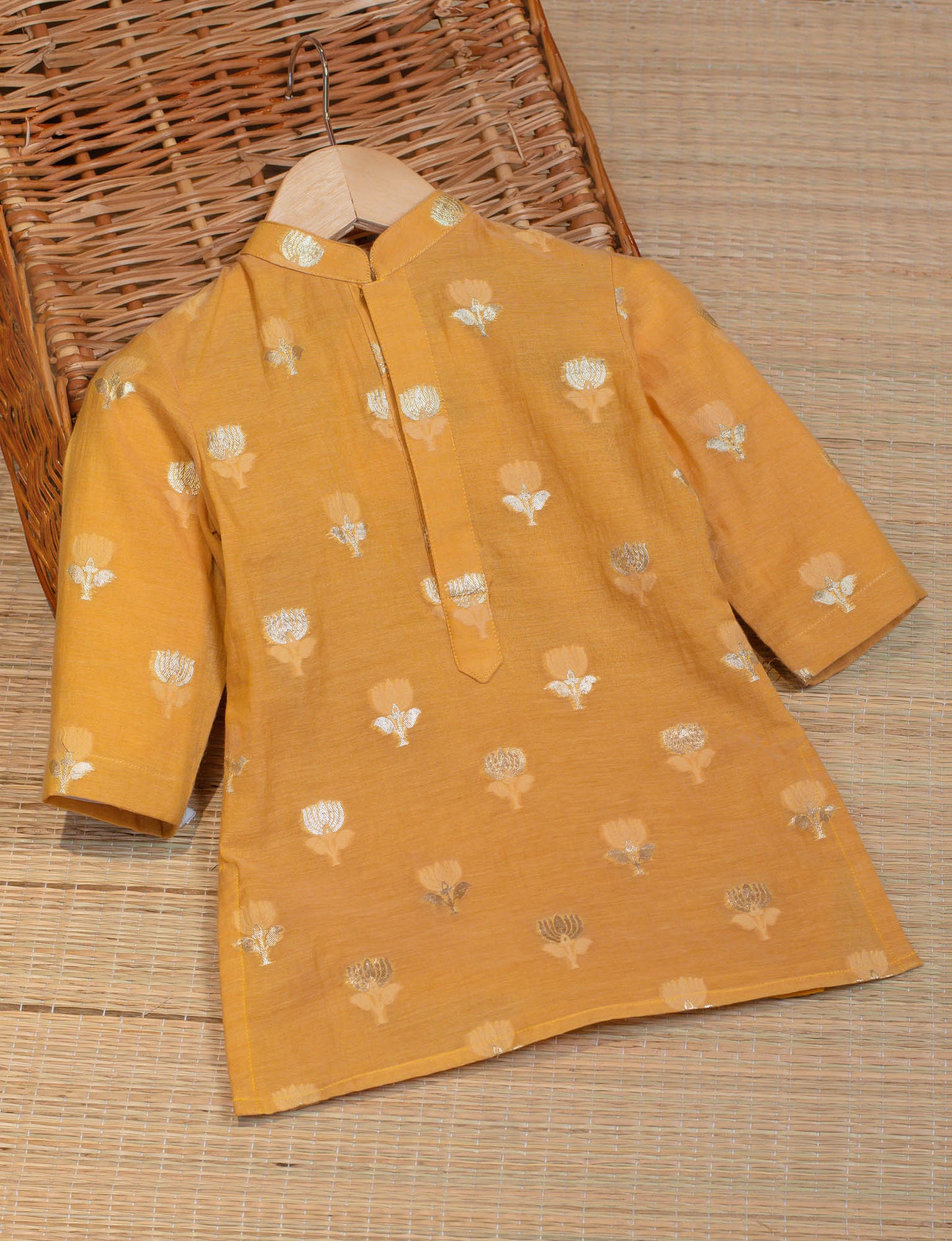 Yellow Kurta bottom with Organza Jacket for kids