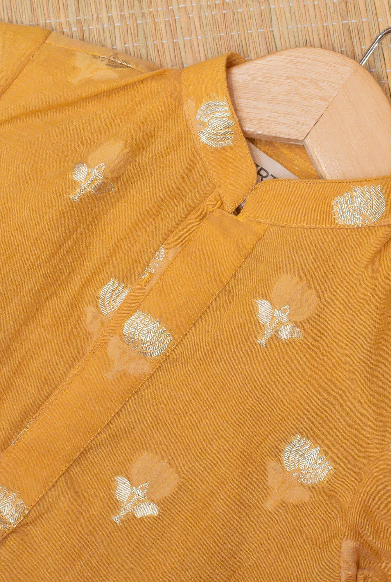 Yellow Kurta bottom with Organza Jacket for kids