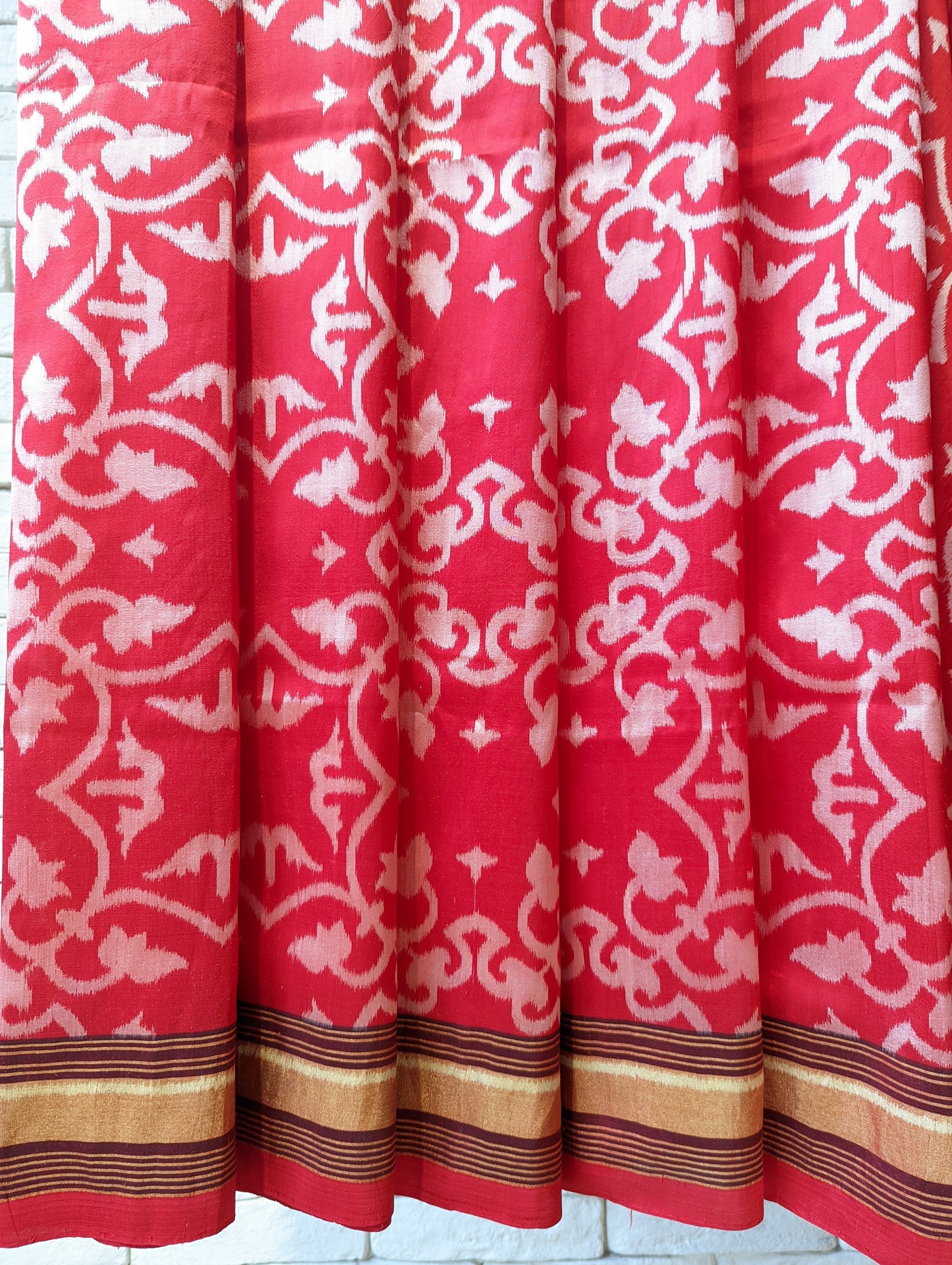 Handloom Ikat Red Silk Saree