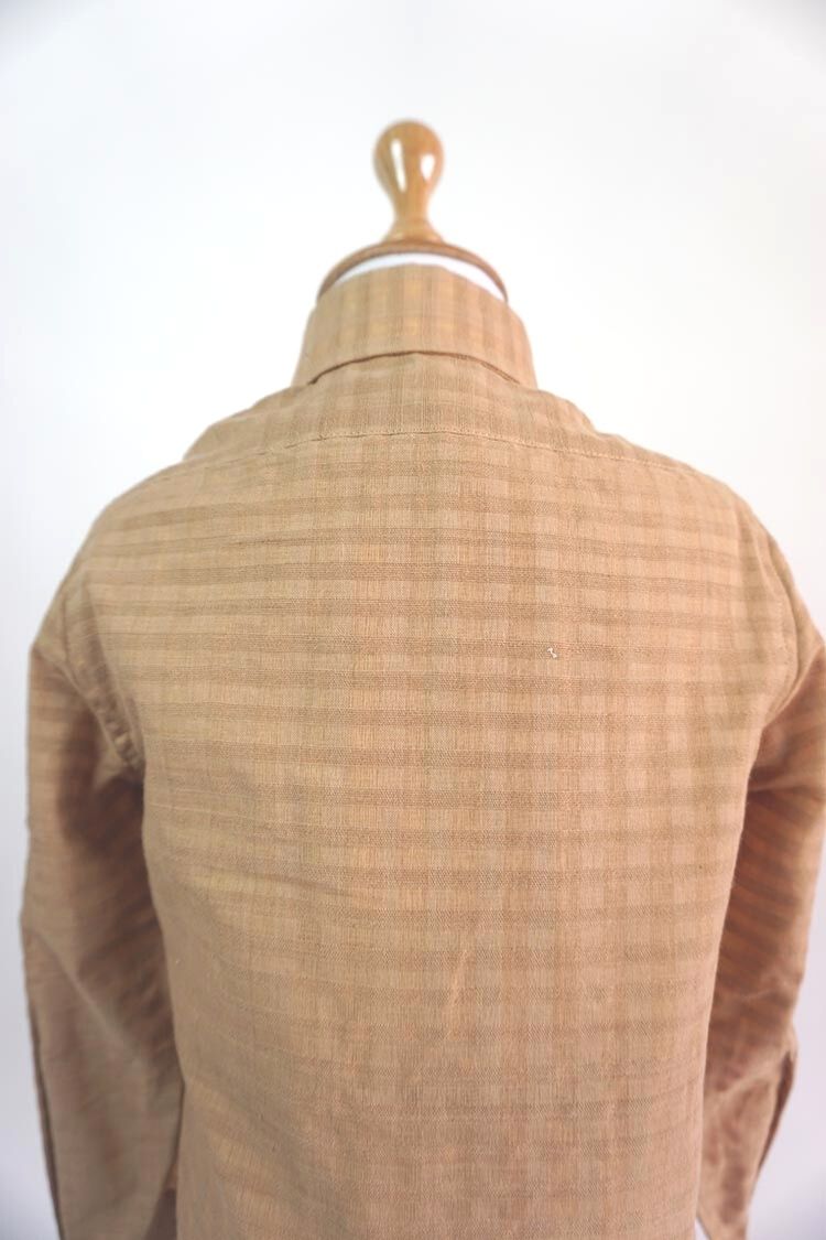 Handwoven Beige Khadi Boy's Shirt with Half White Ikat Shorts