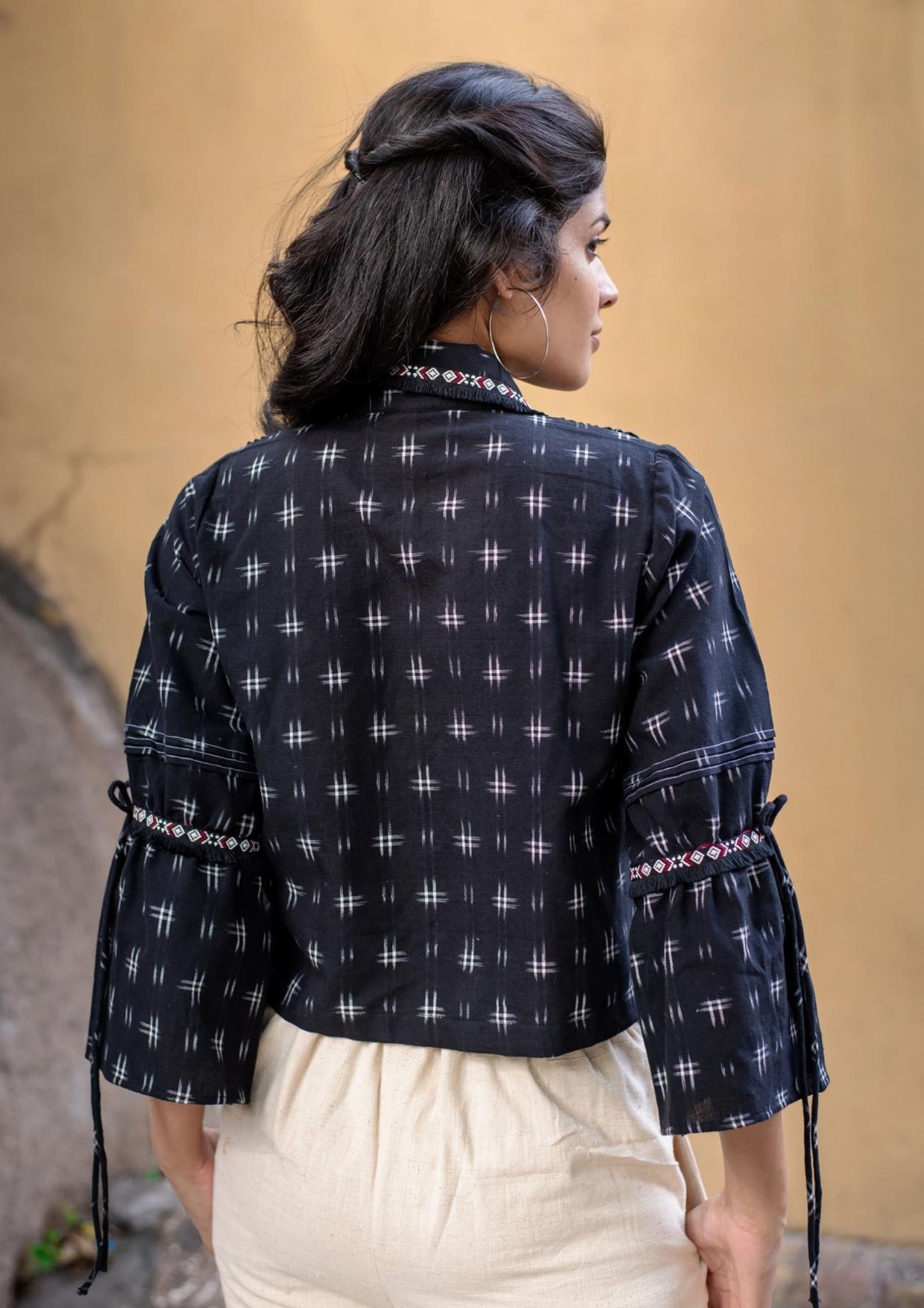 Handwoven Ikat Top in Black