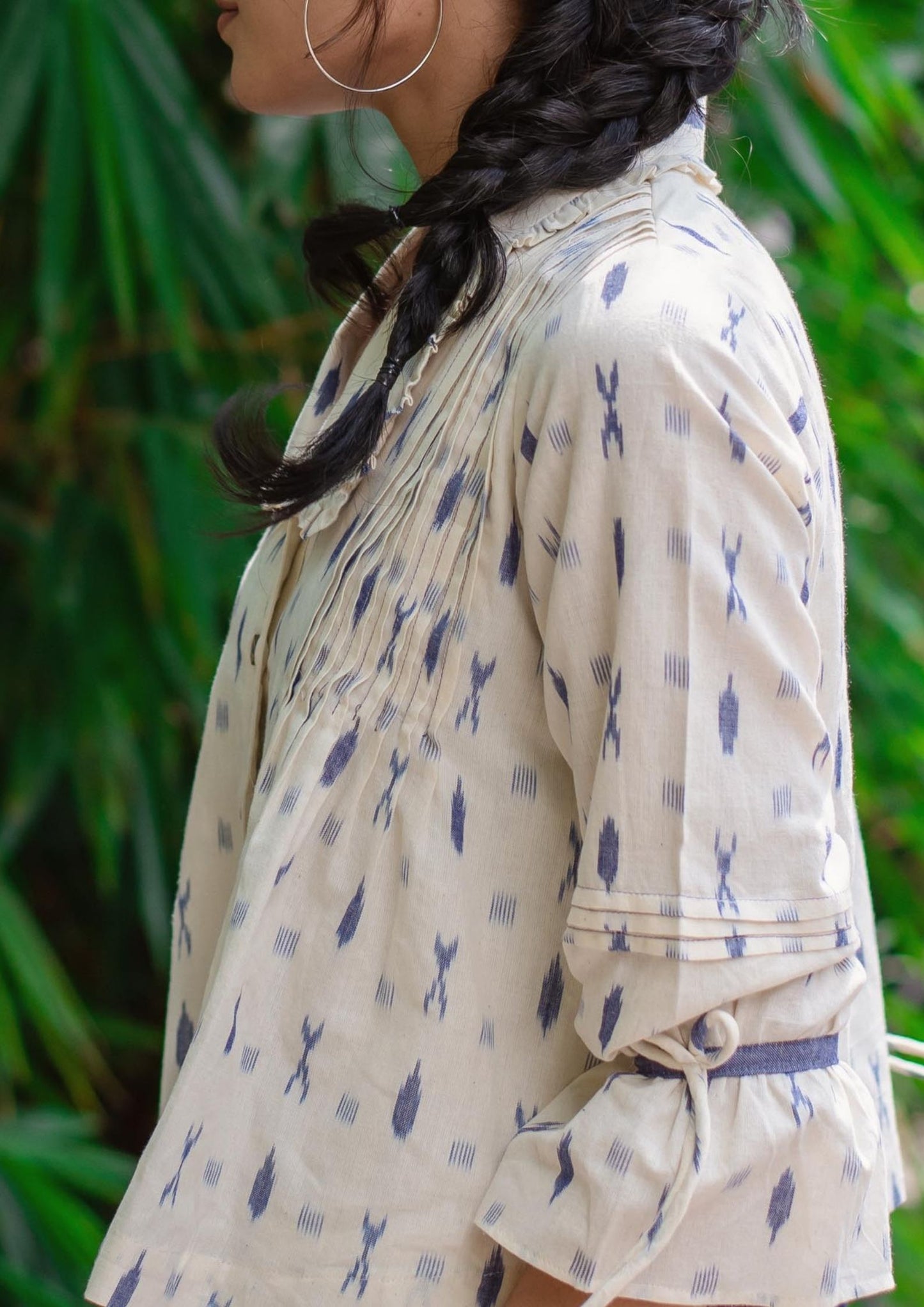 Hand Woven White Ikat Top