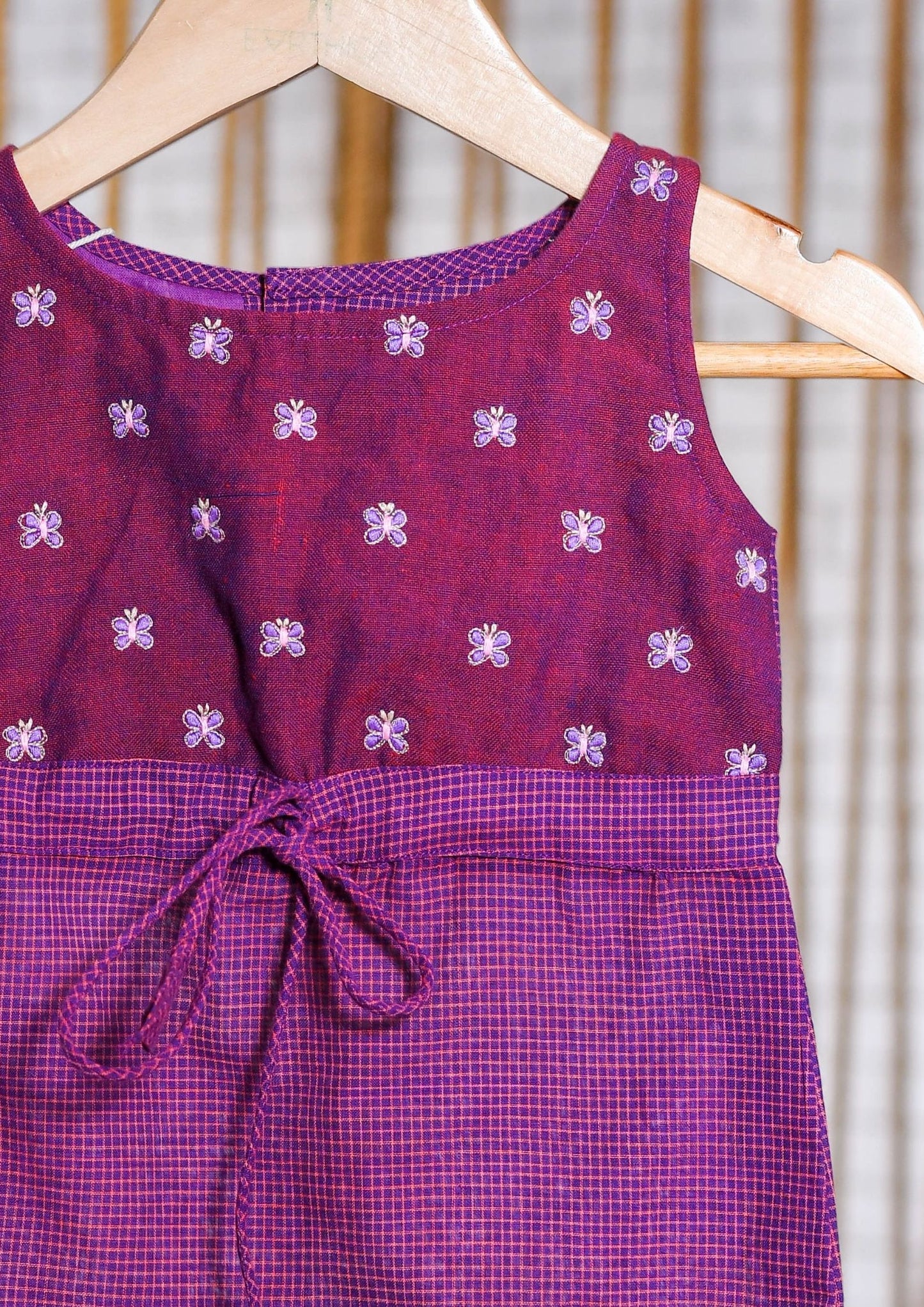Kids girls - cotton one piece dress in purple