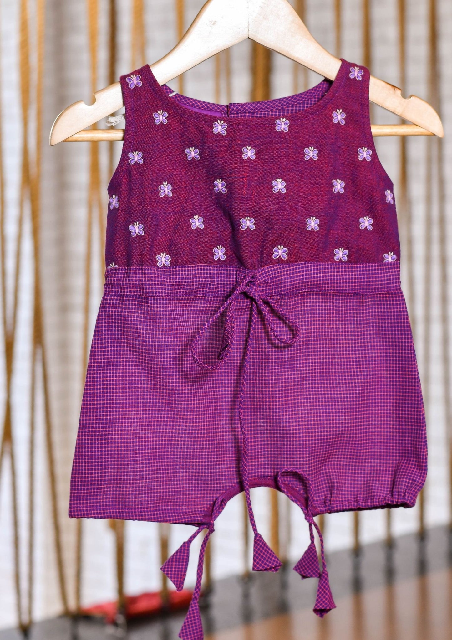 Kids girls - cotton one piece dress in purple