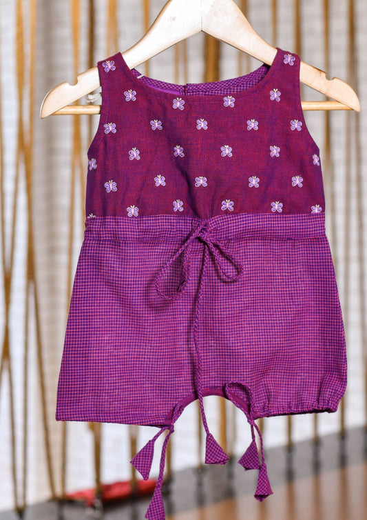 Kids girls - cotton one piece dress in purple